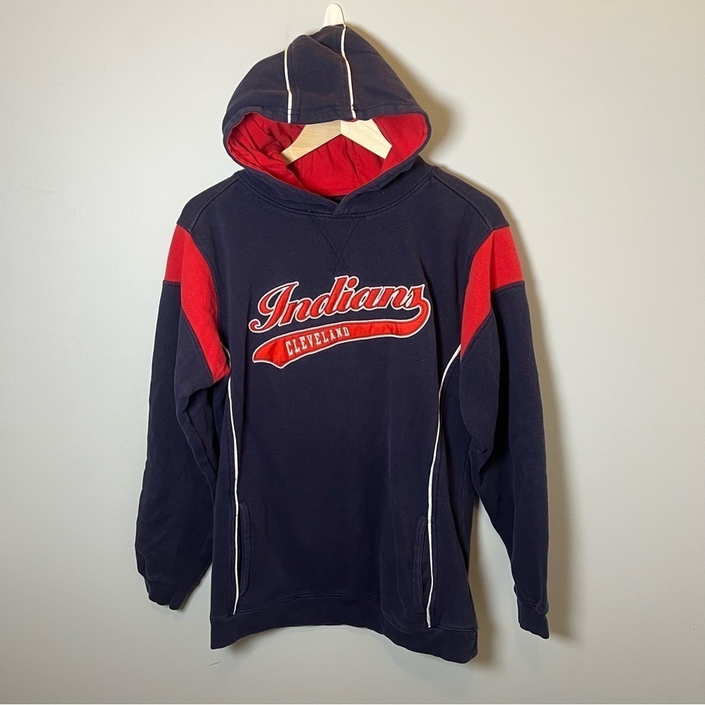 Cleveland‎ Indians Hoodie Men’s M Blue Red Pullover Sweatshirt MLB Baseball